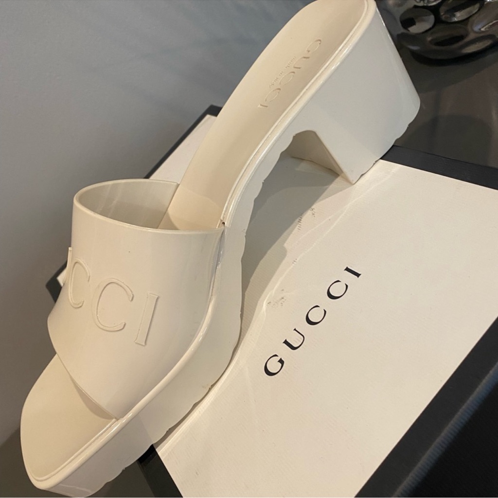 Mystic White Gucci Slides